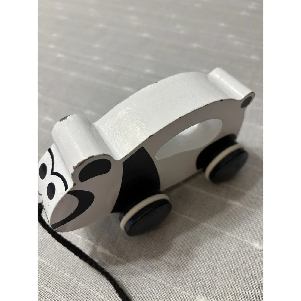 ⭐️ J'adore Paris Pacey Panda Natural Wood Animal Wheeled Pull Toy w/ String